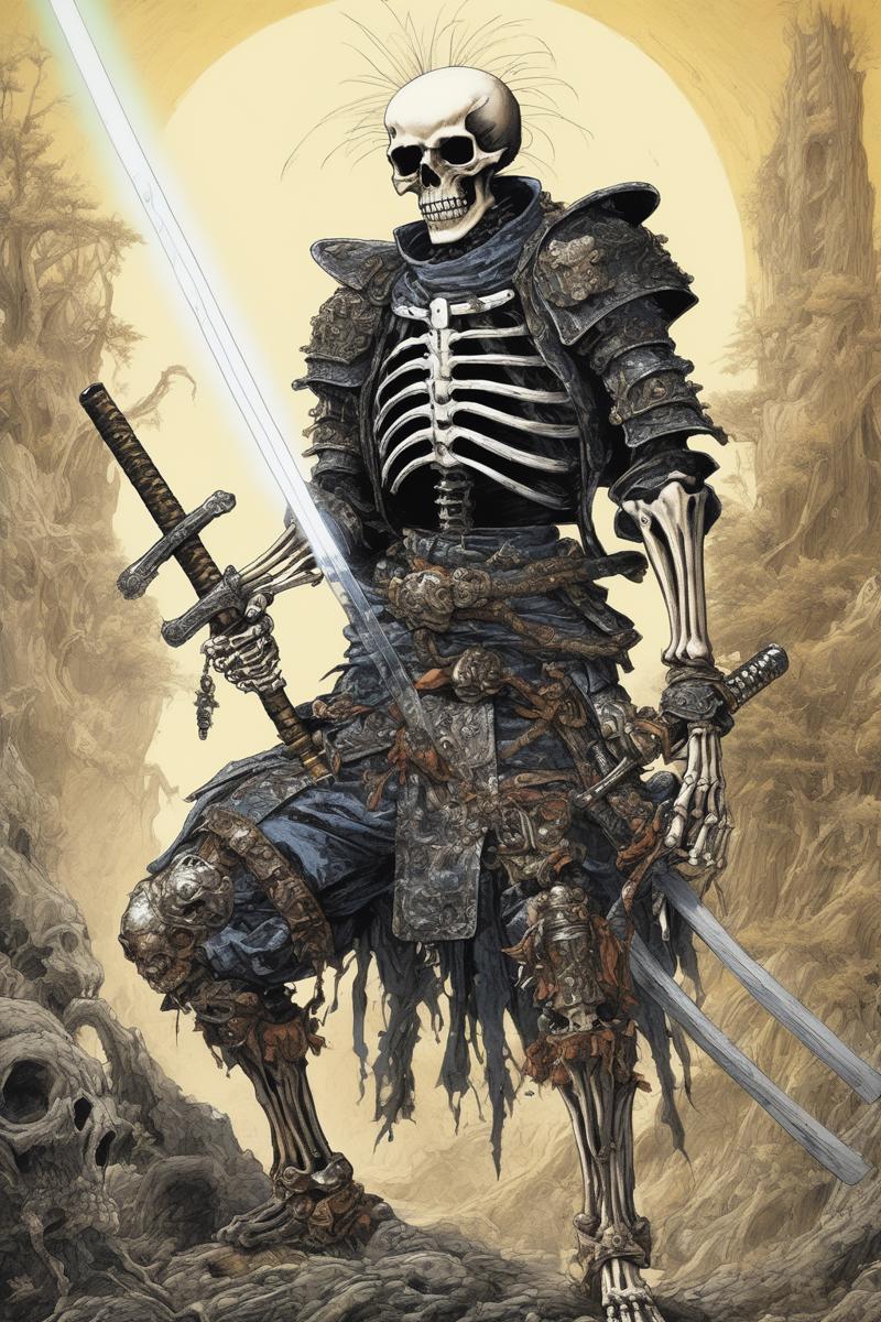 00191-1392904268-John Blanche Style - skeleton punk samurai holding a laser katana wearing heavy metal armor and casting a spell. Ghibli movie st.png